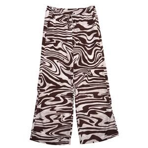 Michael Michael Kors Wide Leg Zebra Swirl Print Pants Size 8  Brown Drawstring